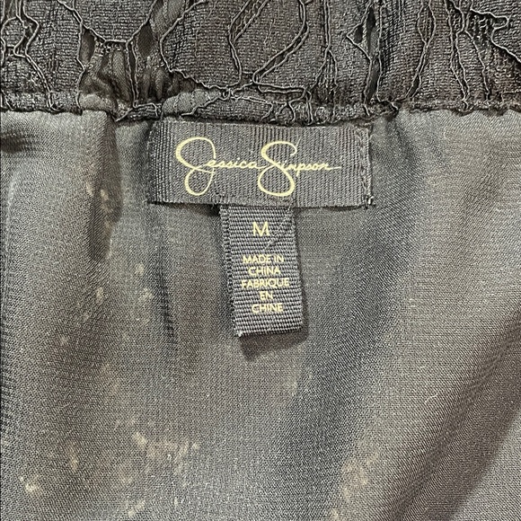 Jessica Simpson Flocked Black Lace Off Shoulder Top Size Medium | EUC - Picture 4 of 5